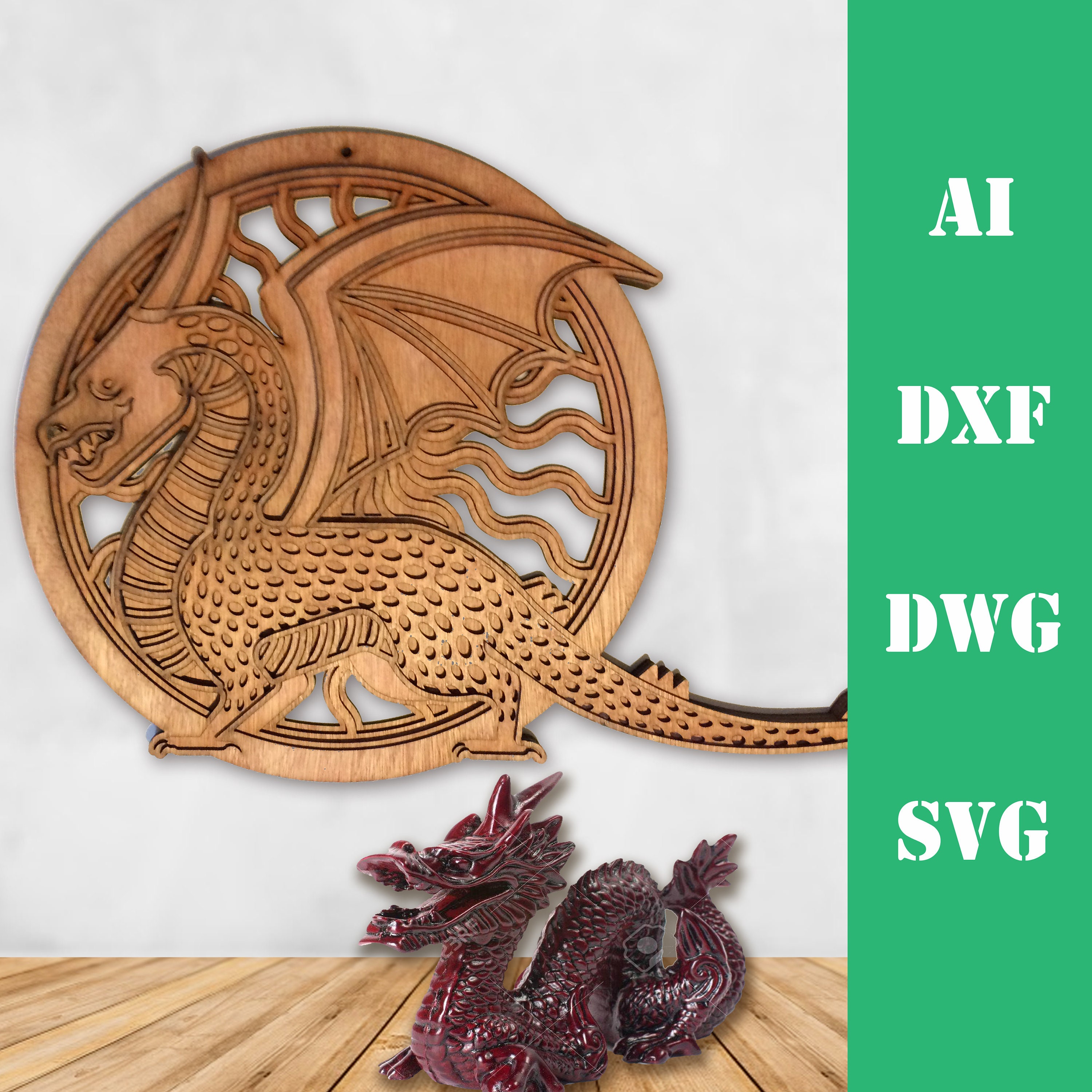 Download Dragon Multi Layer Mandala Model Laser Cut File Commercial Etsy
