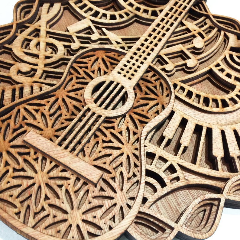 Download Guitar music instrument multi layer mandala model laser ...
