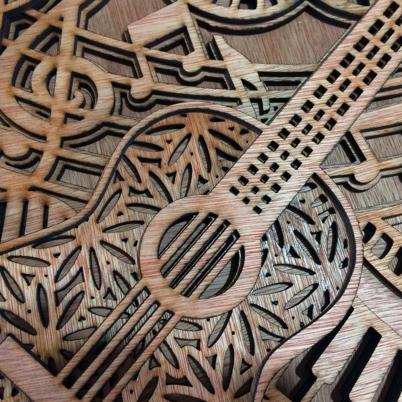 Download Guitar music instrument multi layer mandala model laser ...