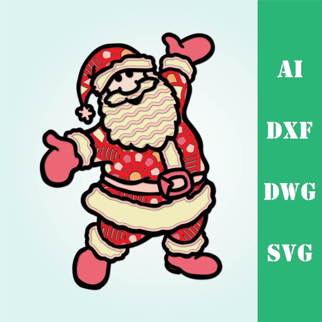 3d Layered Santa Christmas Multi Layer Mandala Laser Cut File ...