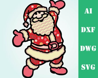3d layered Santa Christmas multi layer mandala laser cut file, commercial use, wall art home decor  CNC download dxf svg ai dwg cricut