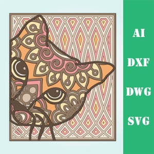 Cat Mandala DXF for Laser Cut, Layered Cat, Laser Cut Cat Dxf, Multilayer Cat Svg, Layered Cat Cricut  for personal and commercial use