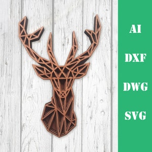 layered polygonal Reindeer Christmas multi layer mandala laser cut files, commercial use, glowforge CNC download dxf svg ai dwg cricut 3d