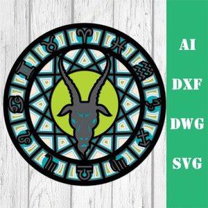 Dierenriem Steenbok multi layer mandala model laser gesneden bestand, commercieel gebruik, muur kunst home decor CNC download dxf svg ai dwg cricut 3d