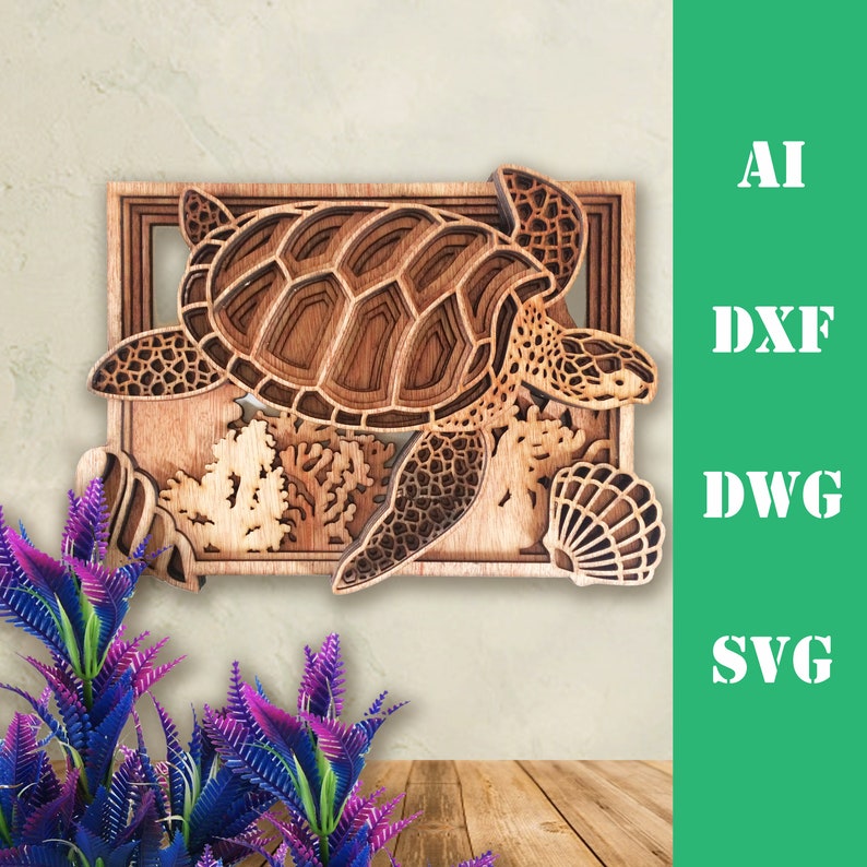 Download Sea turtle ocean multi layer mandala model laser cut file ...