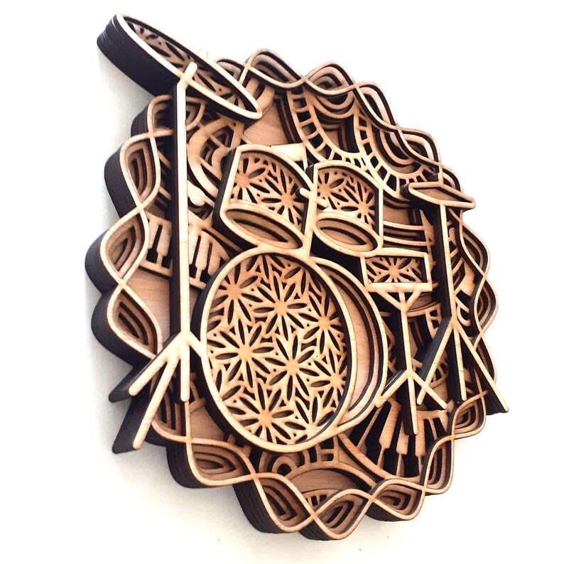 Drumkit Music Instrument Layered Laser Cut File Multi Layer Etsy