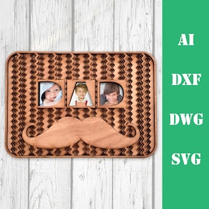 Cadre photo papa fête des pères 3D multicouche mandala laser coupe fichier usage commercial décoration CNC téléchargement dxf svg ai dwg cricut 3d Glowforge