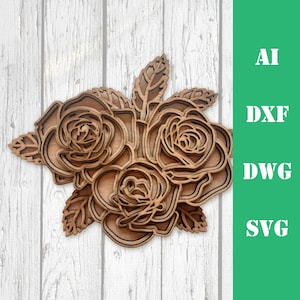 Roze bloem multi layer mandala model laser gesneden bestand, commercieel gebruik, muur kunst home decor CNC download dxf svg ai dwg cricut 3d