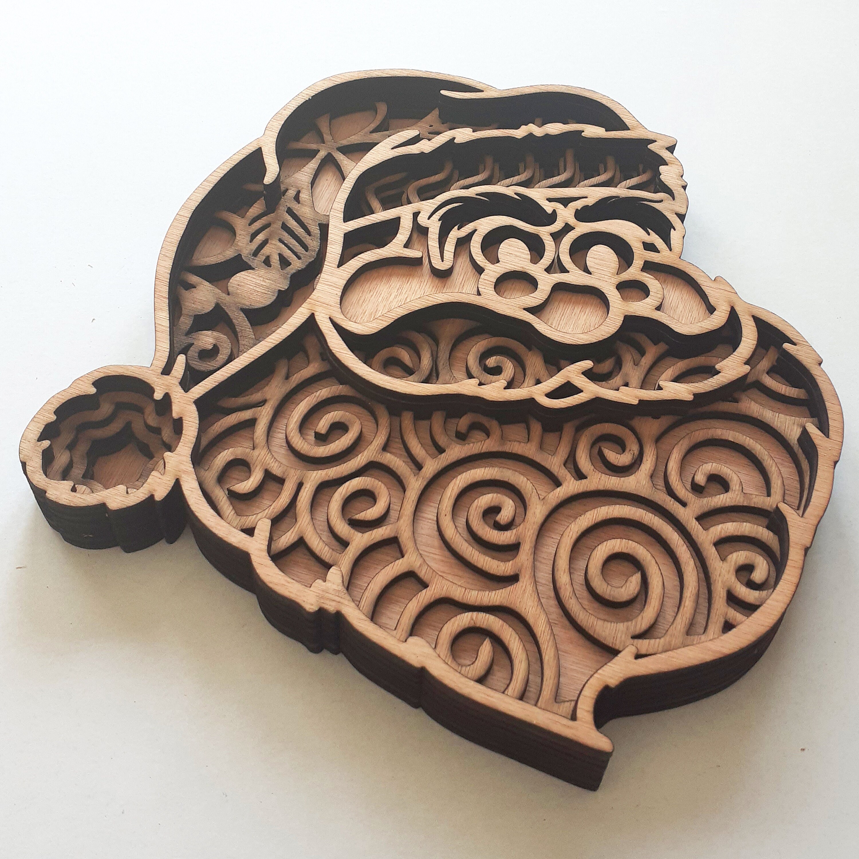 Layered Santa 3D Christmas Multi Layer Mandala Laser Cut File Glowforge ...
