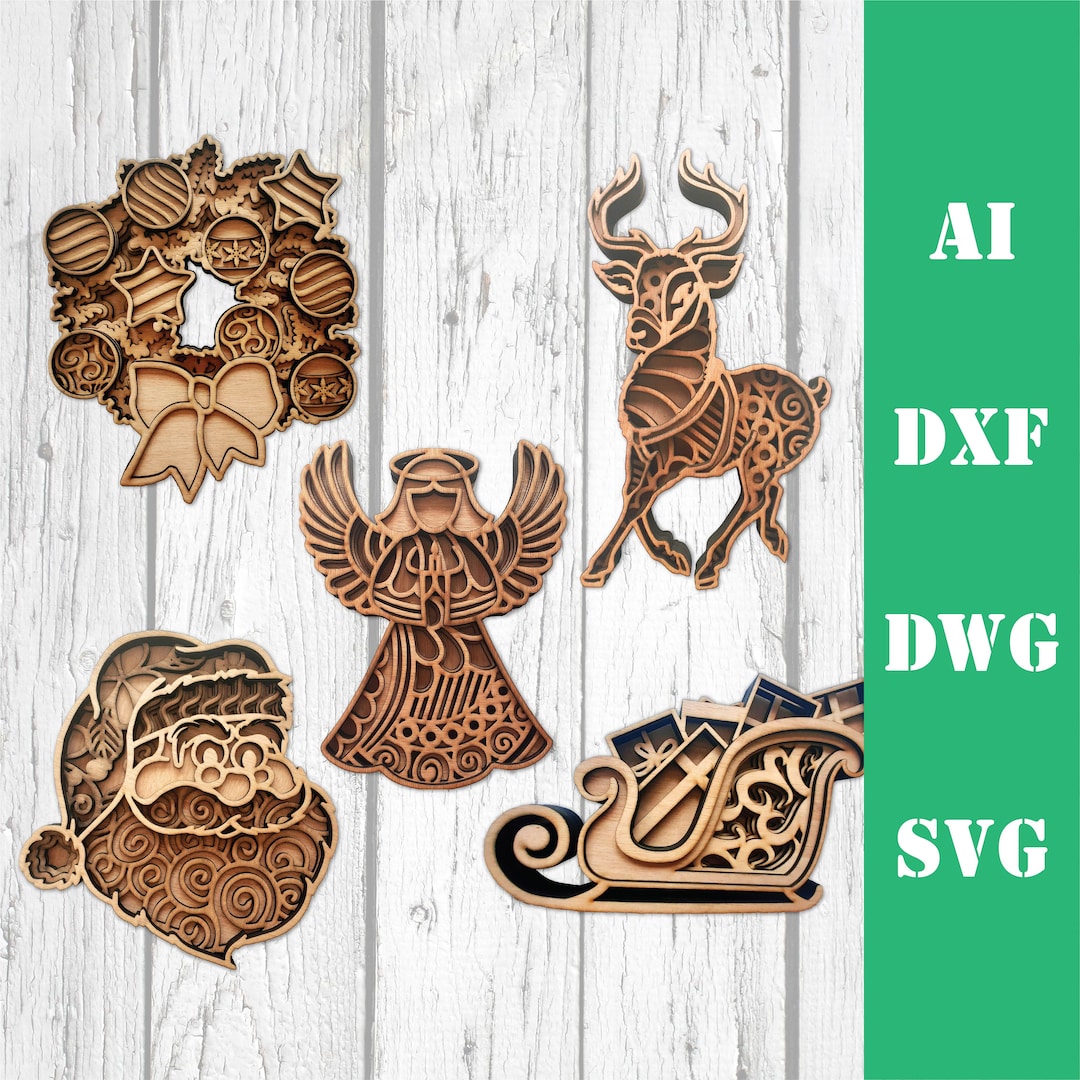 Christmas Bundle 2 3d Layered 5 Designs Mandala Multi Layer Laser Cut ...