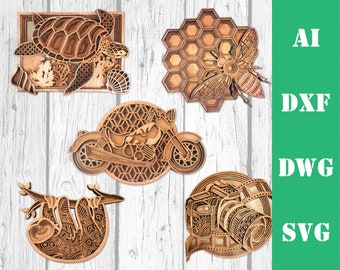 Best sellers bundle multi layer mandala laser cut files, commercial us, wall art decor CNC glowforge download dxf svg ai dwg cricut 3d