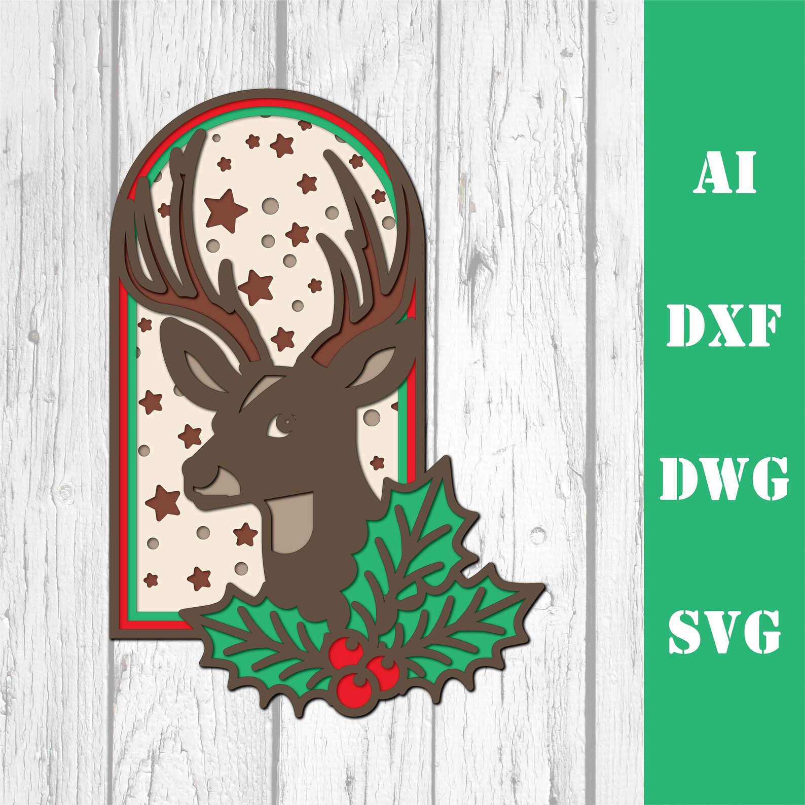Reindeer Christmas Layered 3D Multi Layer Mandala Laser Cut File ...