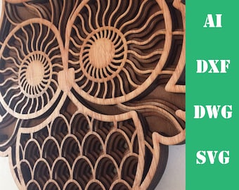 Owl Mandala Laser Cut File, CNC Wall Art (Digital Download)