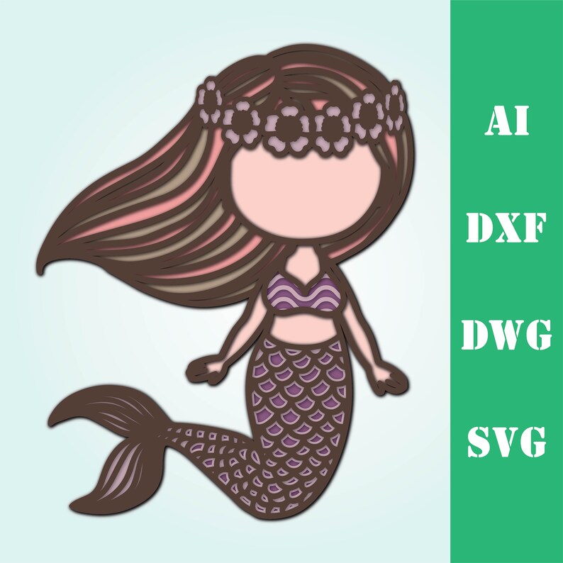 Download Cute mermaid ocean multi layer mandala model laser cut ...