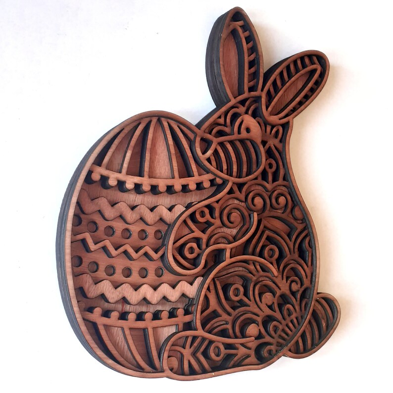Easter Bunny With Easter Egg 3D Layered Multi Layer Mandala Laser Cut ...