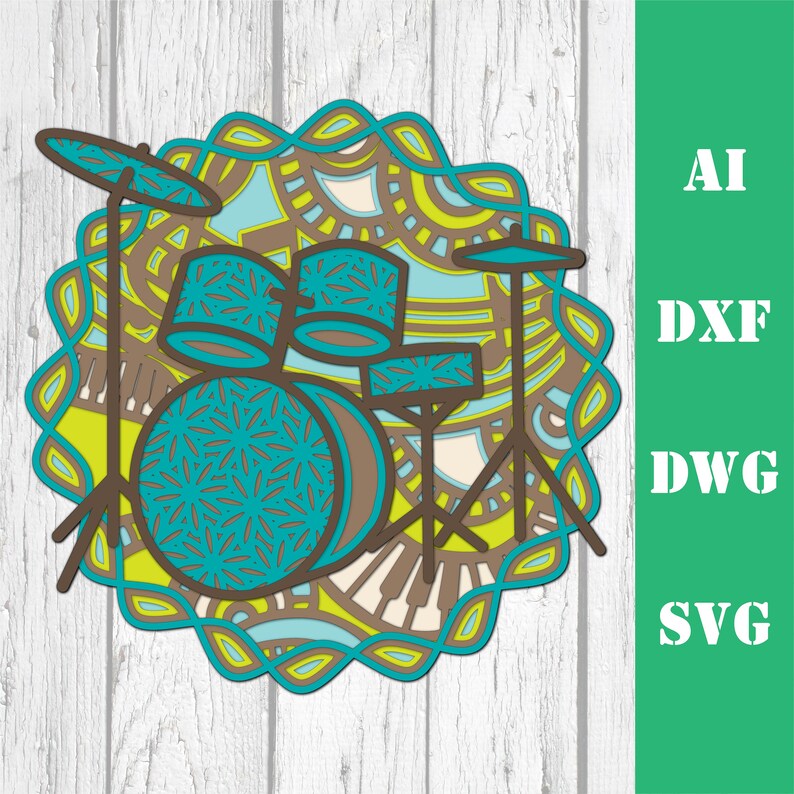 Drumkit Music Instrument Layered Laser Cut File Multi Layer Etsy