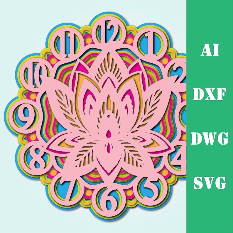Download Layered 3D Lotus Mandala Svg Design - Layered SVG Cut File ...