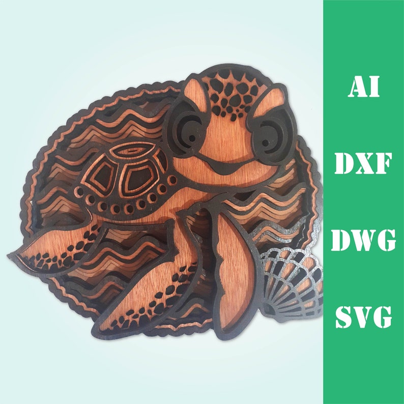 Download Baby sea turtle ocean multi layer mandala model laser cut ...