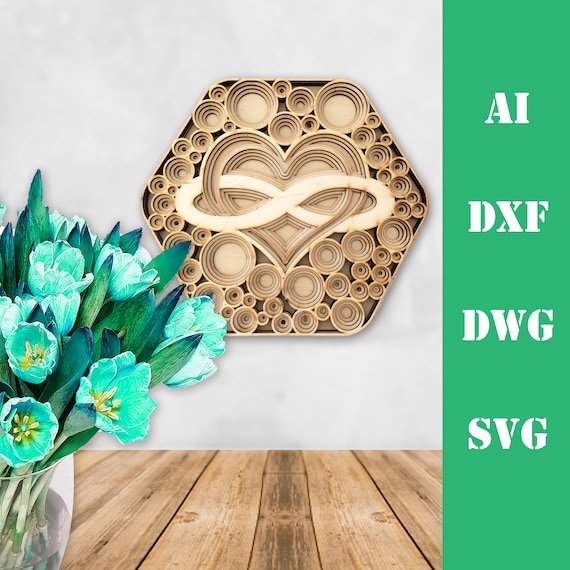 Multi Layer Love Mandala Heart Infinity Symbol Laser Cut File Etsy