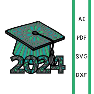 Afstuderen GLB 2024 meerlaags mandala gelaagd model lasergesneden bestand commercieel gebruik muur kunst CNC afgestudeerde dxf svg ai dwg cricut 3d glowforge