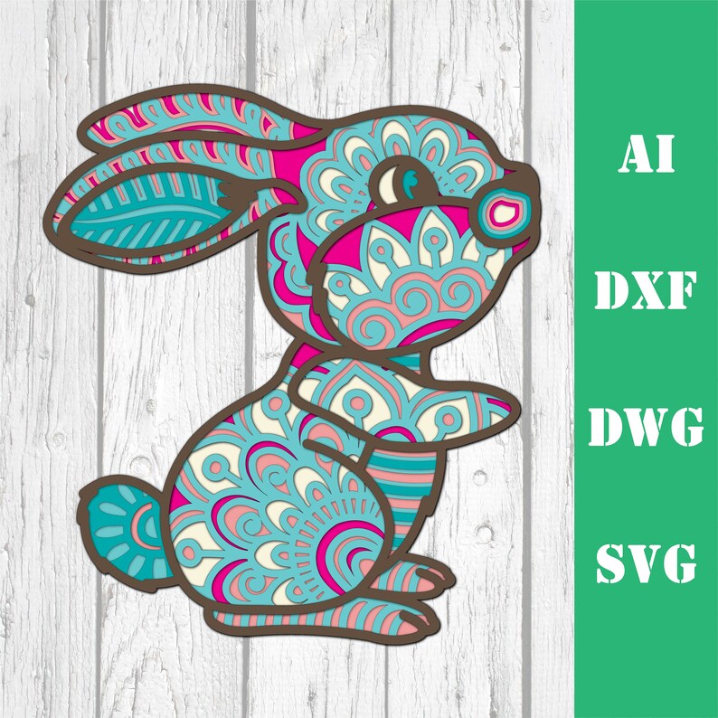 Download Cute baby bunny rabbit multi layer mandala model laser cut ...