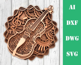 Layered Violin Mandala SVG, Cricut & Laser Cut File, Wall Art (Digital Download)