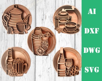 Arquivos de corte a laser e para Cricut para decoração de bebidas com mandala em camadas (Download digital)