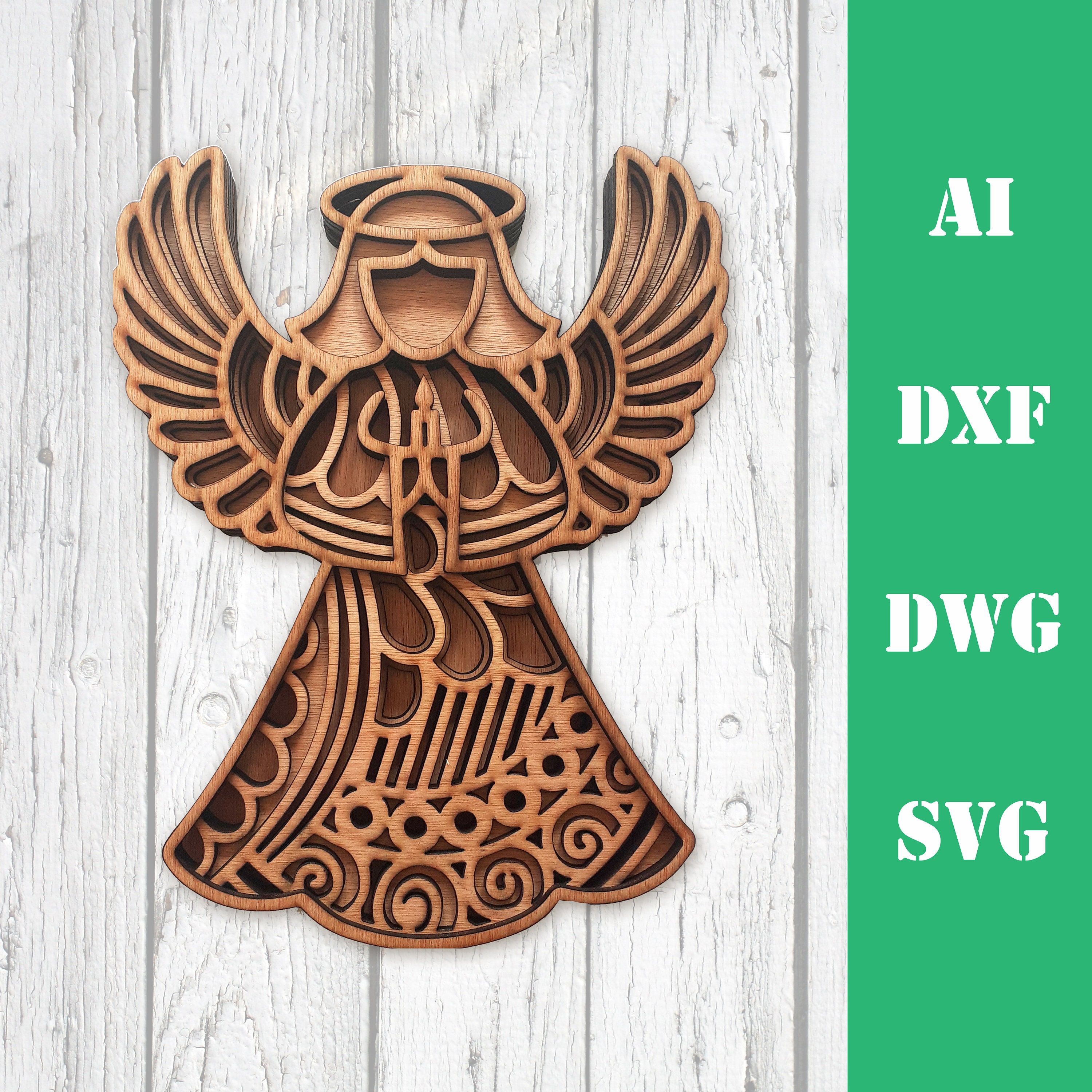 Download Layered Christmas Angel 3d Multi Layer Mandala Laser Cut File Etsy