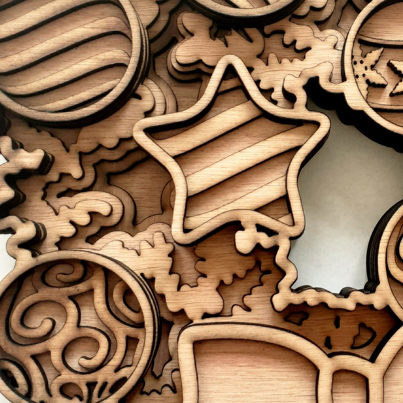 Layered Christmas Wreath 3d Multi Layer Mandala Doesjie Laser Cut File ...