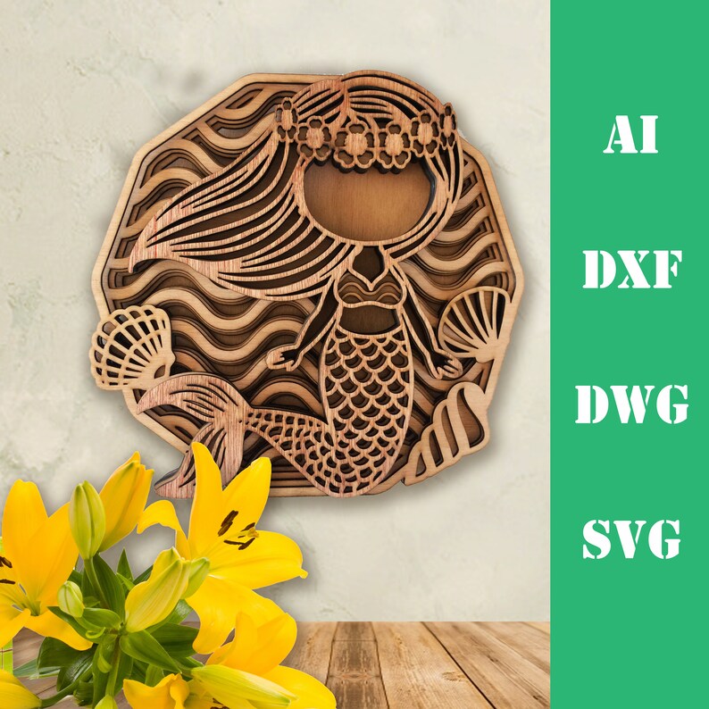 Download Cute mermaid ocean multi layer mandala model laser cut ...