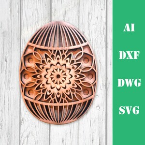 Uovo di Pasqua 3D Layered multi layer mandala 3d laser cut file uso commerciale wall art home decor CNC download dxf svg ai dwg cricut Glowforge