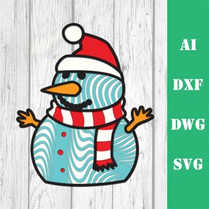 Snowman Christmas layered multi layer mandala model laser cut file, commercial use, wall art CNC download dxf svg ai dwg cricut 3d glowforge
