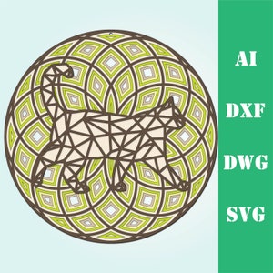 Cat multi layer mandala model laser cut file, commercial use, wall art home decor  CNC download dxf svg ai dwg cricut 3d