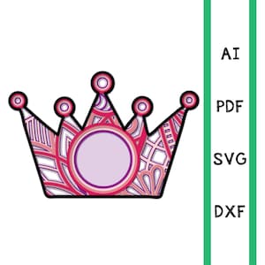 CROWN multi layer mandala model laser cut file, commercial use, wall art home decor  CNC download dxf svg ai pdf cricut 3d birthday