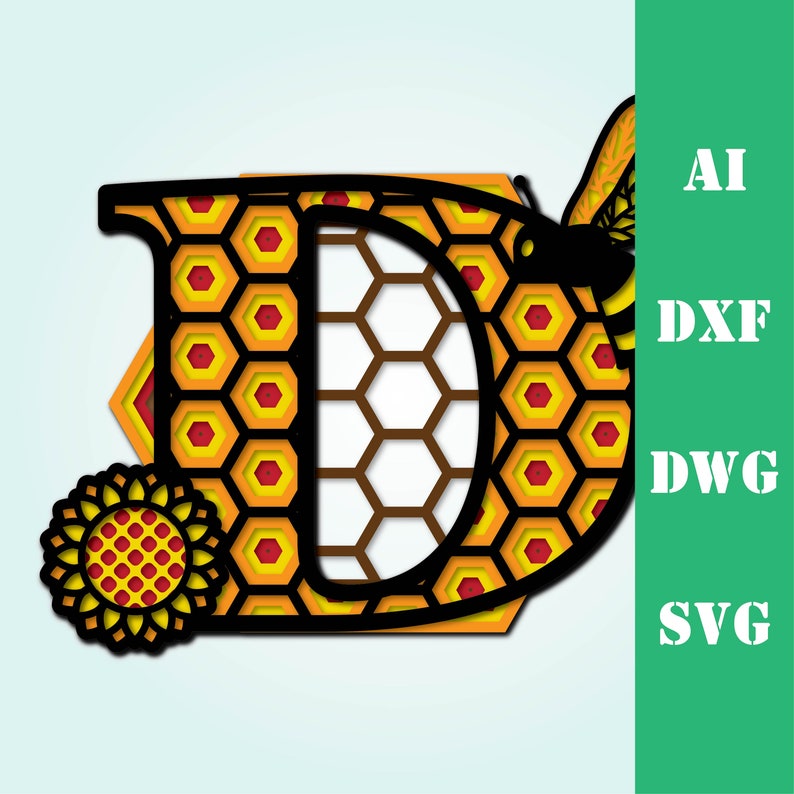 Download Bee sunflower Multi layer 6 layers mandala alphabet letter ...