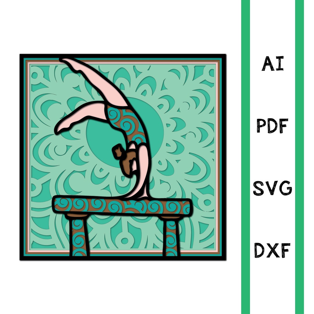 Gymnast Multi Layer Mandala Gymnastics Model Laser Cut File, Commercial