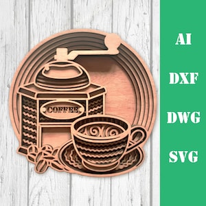 Coffee cup coffee grinder Mandala DXF Laser Cut Layered coffee Laser 3D coffee Multilayer coffee Svg, Layered coffee Cricut Glowforge