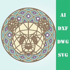 Panda Multi-Layer-Mandala-Modell Laser geschnitten Datei, kommerzielle Nutzung, Wand Kunst Wohnkultur CNC download dxf svg ai dwg cricut 3d