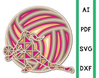 Volleyball Multi layer mandala sport model laser cut file commercial use, wall art CNC dxf svg ai dwg cricut 3d volleyball player woman