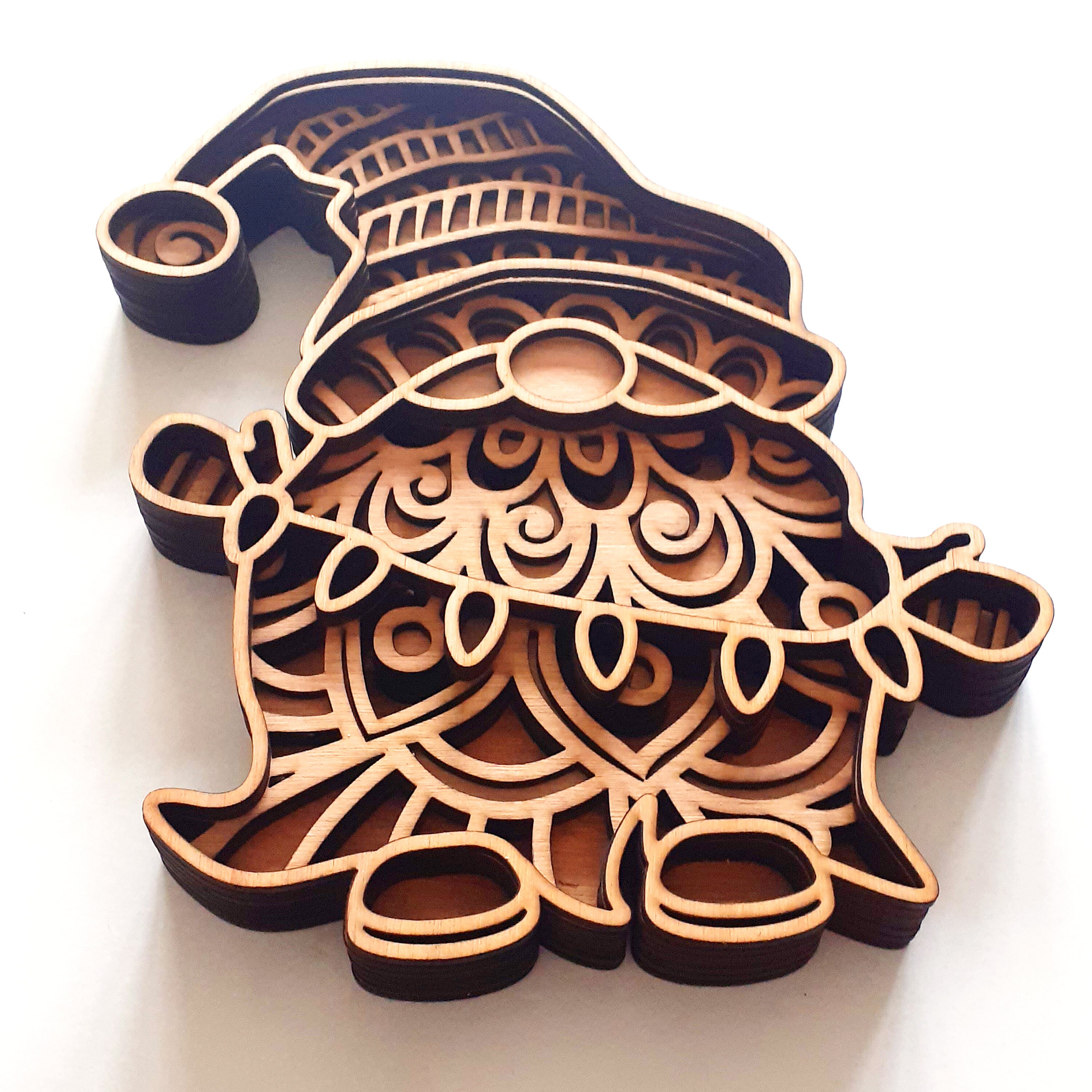 Layered Christmas Gnome 3d Multi Layer Mandala Laser Cut File Glowforge ...