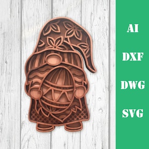 Osterzwerg geschichtet multi-layer Mandala 3D Gnom Osterei Laser cut Datei kommerzielle Nutzung Wohnkultur CNC Dxf svg Ai Dwg Cricut Glowforge
