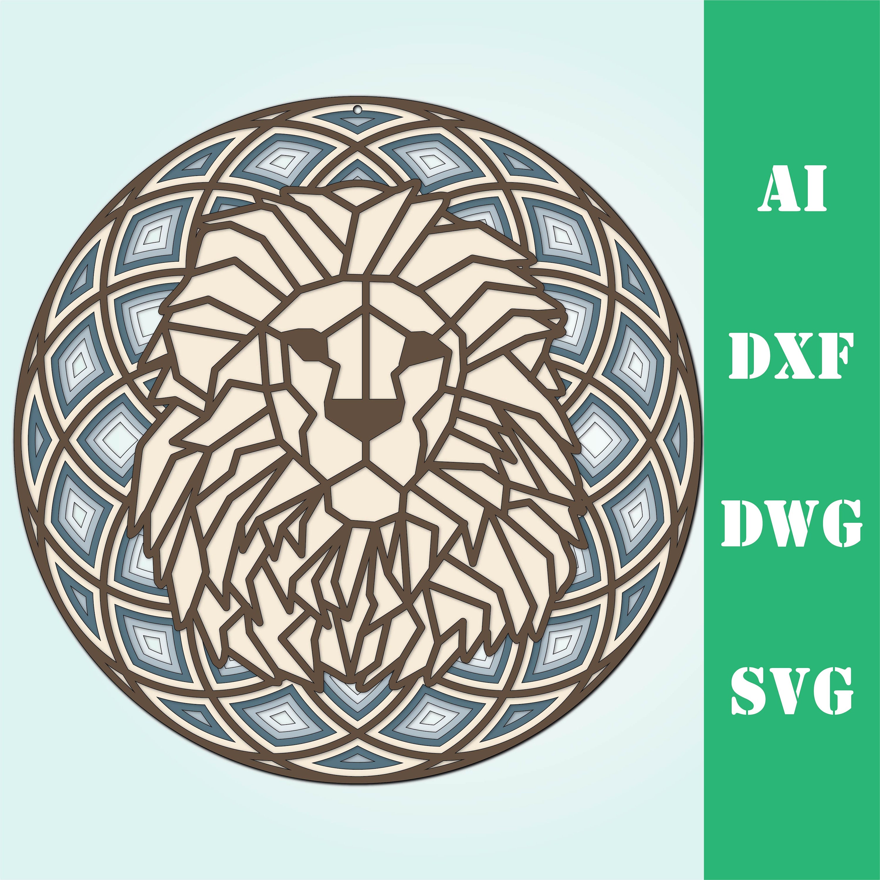 Download Lion Multi Layer Mandala Model Laser Cut File Commercial Use Etsy