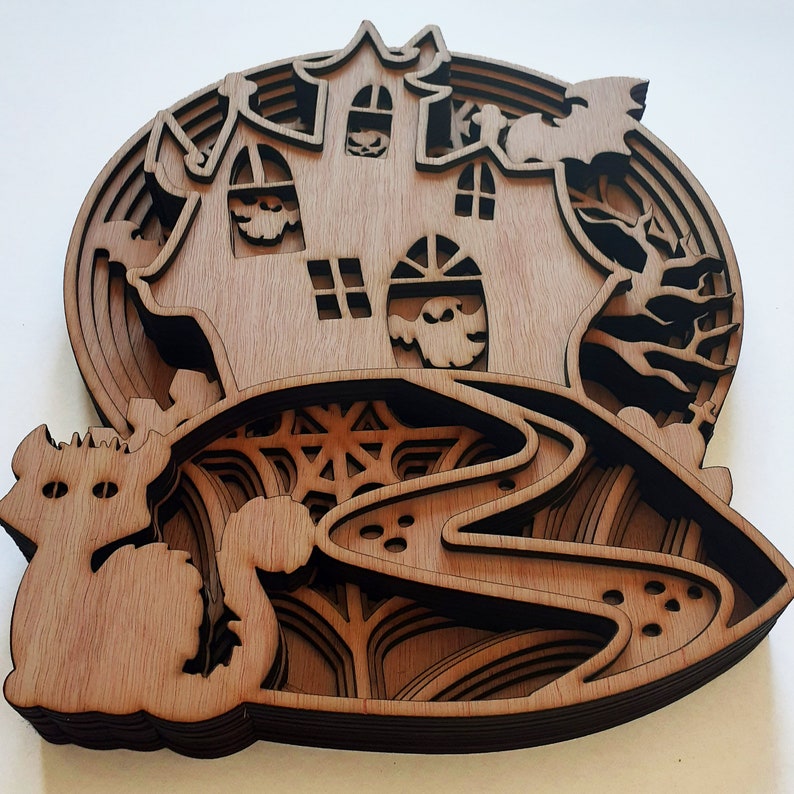 Download Haunted house Halloween 3d multi layer mandala model laser ...