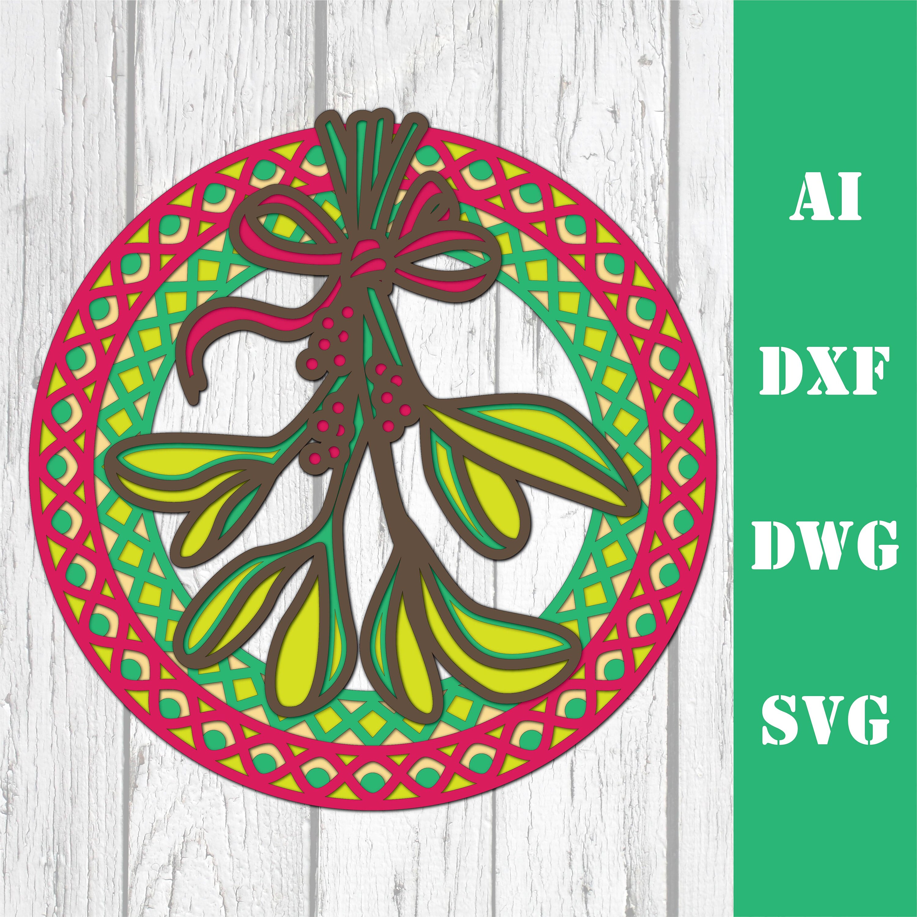 Layered Christmas Mistletoe 3d Multi Layer Mandala Laser Cut - Etsy