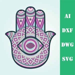 Hamsa hand multi layer mandala model laser cut file, commercial use, wall art home decor  CNC download dxf svg ai dwg cricut 3d