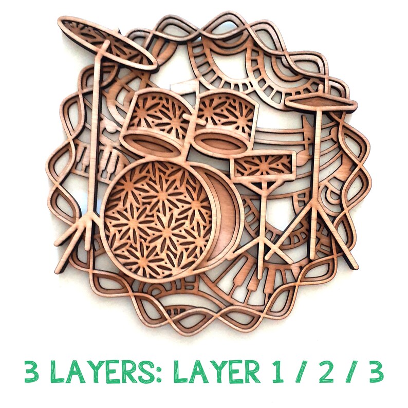 Drumkit Music Instrument Layered Laser Cut File Multi Layer Etsy