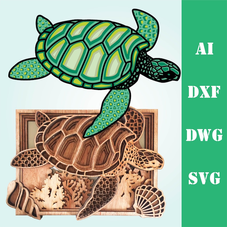 Download Sea turtle ocean multi layer mandala model laser cut file ...
