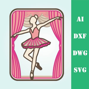 Ballerina sul palco multistrato mandala modello laser cut file, uso commerciale, wall art home decor CNC download dxf svg ai dwg cricut 3d