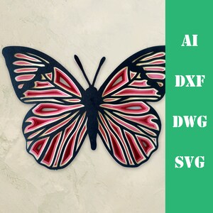 Schmetterling Multi-Layer-Mandala-Modell Laser geschnitten Datei, kommerzielle Nutzung, Wand Kunst Wohnkultur CNC download dxf svg ai dwg cricut 3d