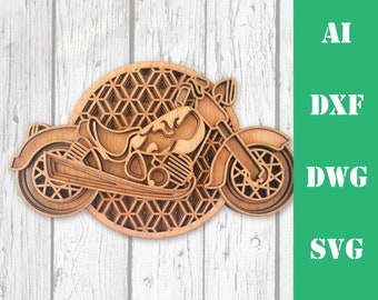 3d multi layer mandala  Motorbike motor bike model laser cut file, commercial use, wall art home decor  CNC download dxf svg ai dwg cricut